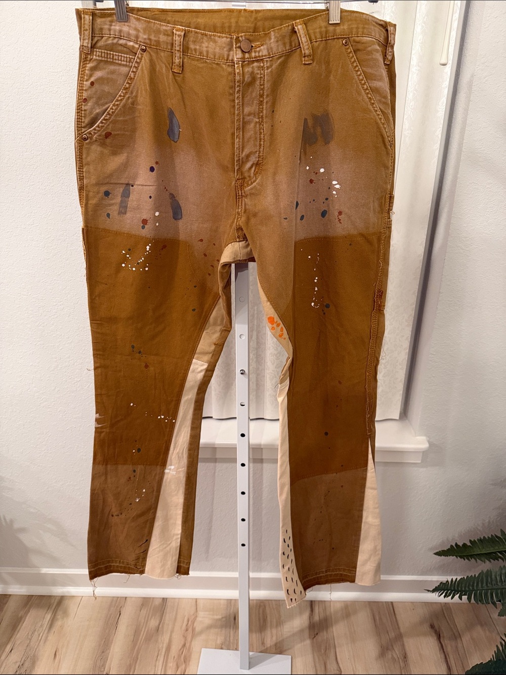 Brown Paint-Splatter Workwear Pants
